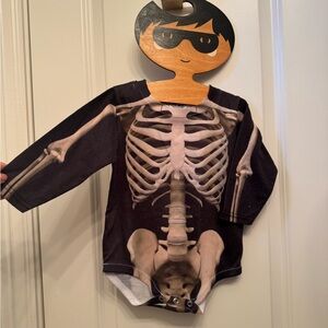 Skeleton Print Kids Costume Bodysuit - Black
